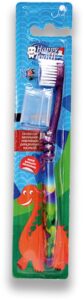 Cepillo dental para niño Uka Int morado con diseño de dinosaurio | Ecosum proveedor autorizado Uka Colombia
