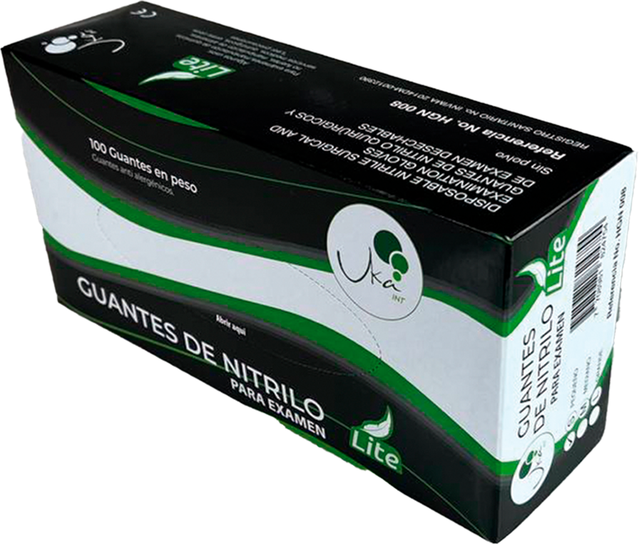 Guantes de nitrilo Lite Uka Int calibre 6 negro con registro INVIMA