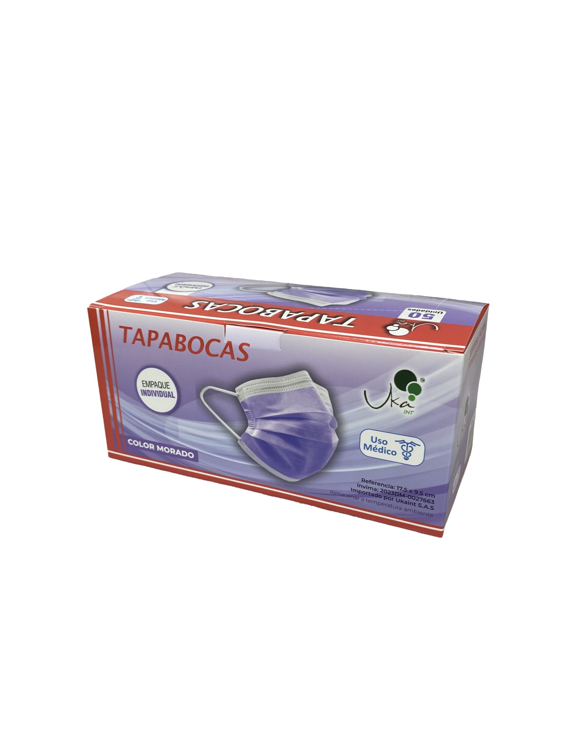Tapabocas Morado Uka Int x50 con empaque individual – Ecosum distribuidor autorizado Colombia