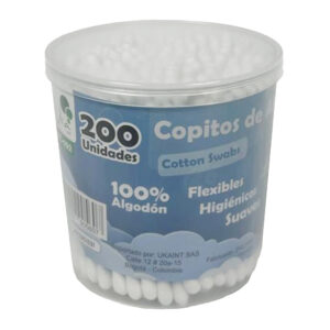 Copitos de algodón Uka Int ecológicos con bastón de papel en presentación x200